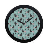 poodle dog green background Elegant Black Wall Clock