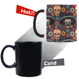 Sugar skulls flower maxican pattern Morphing Mug Heat Changing Mug