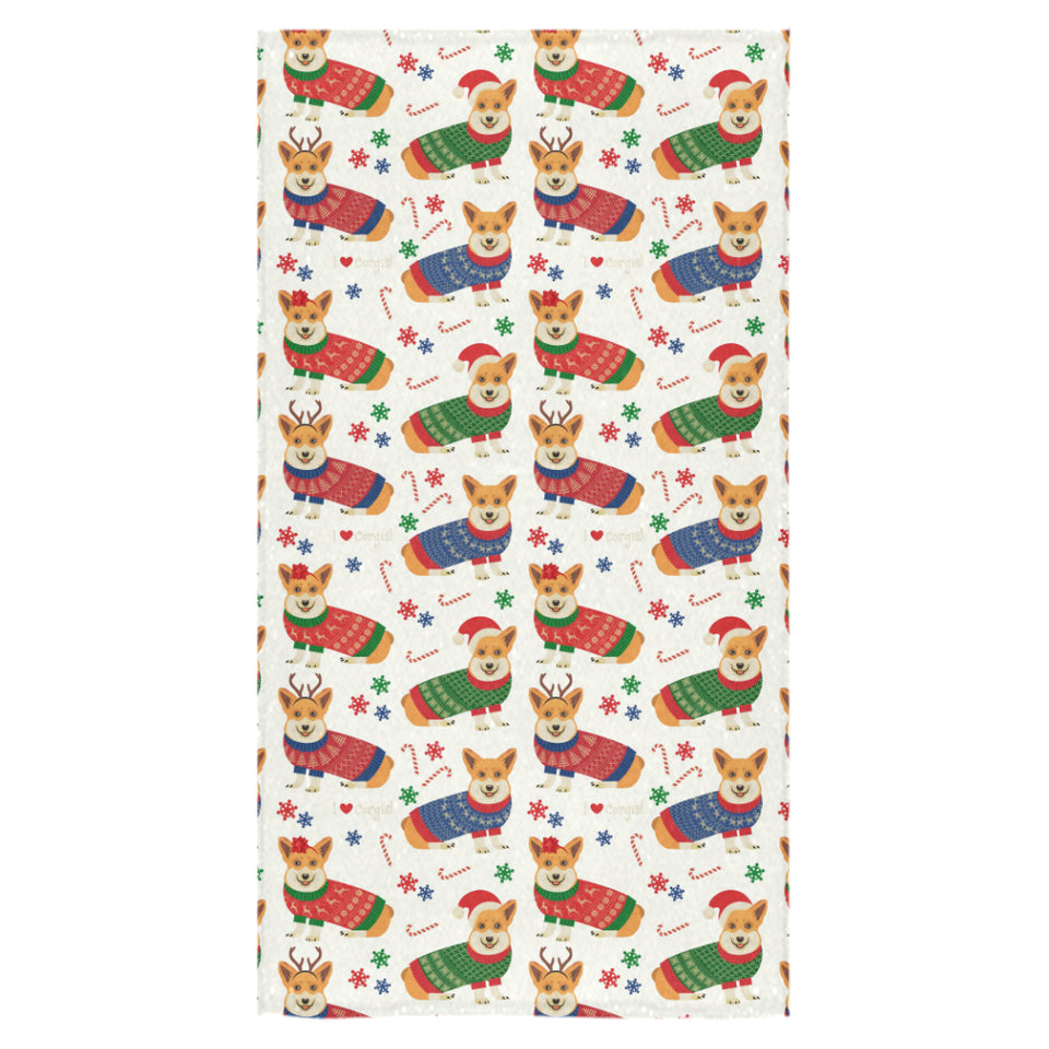 Corgi Christmas Pattern Bath Towel
