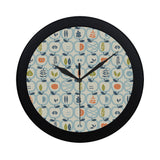apples leaves pattern Elegant Black Wall Clock