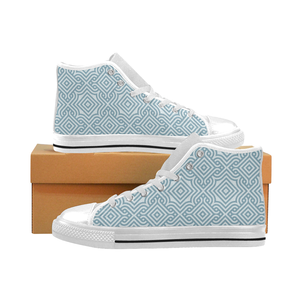 arabic pattern Men's High Top Canvas Shoes White