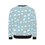 Cute rainbow clound star pattern blue background Men's Crew Neck Sweatshirt