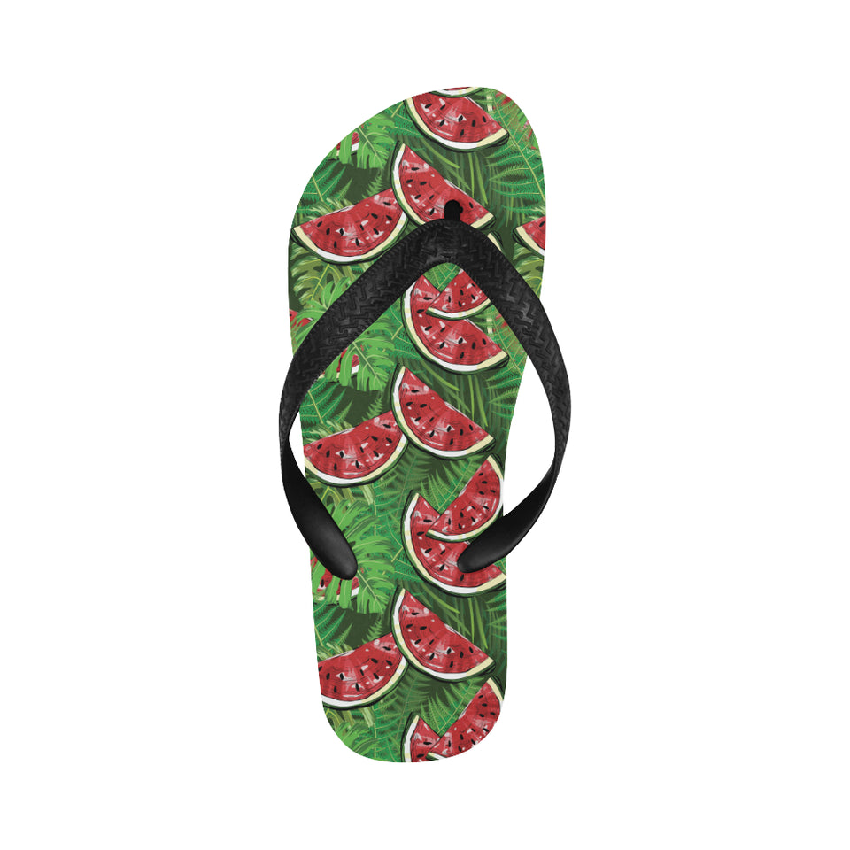 Watermelons tropical palm leaves pattern backgroun Unisex Flip Flops
