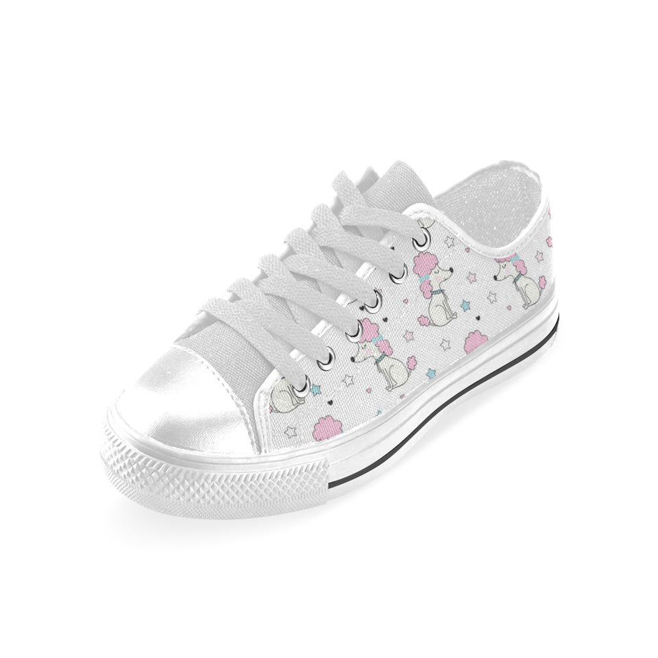 Cute poodle dog star pattern Men's Low Top Shoes White