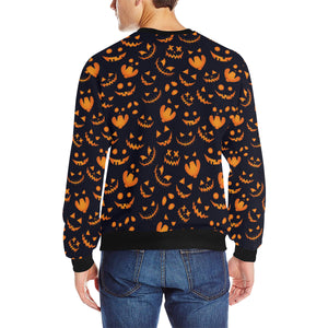 Halloween pattern Pumpkin background Men's Crew Neck Sweatshirt