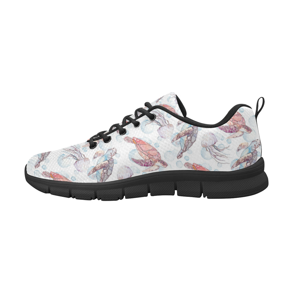 Watercolor sea turtle jellyfish pattern Men's Sneaker Shoes