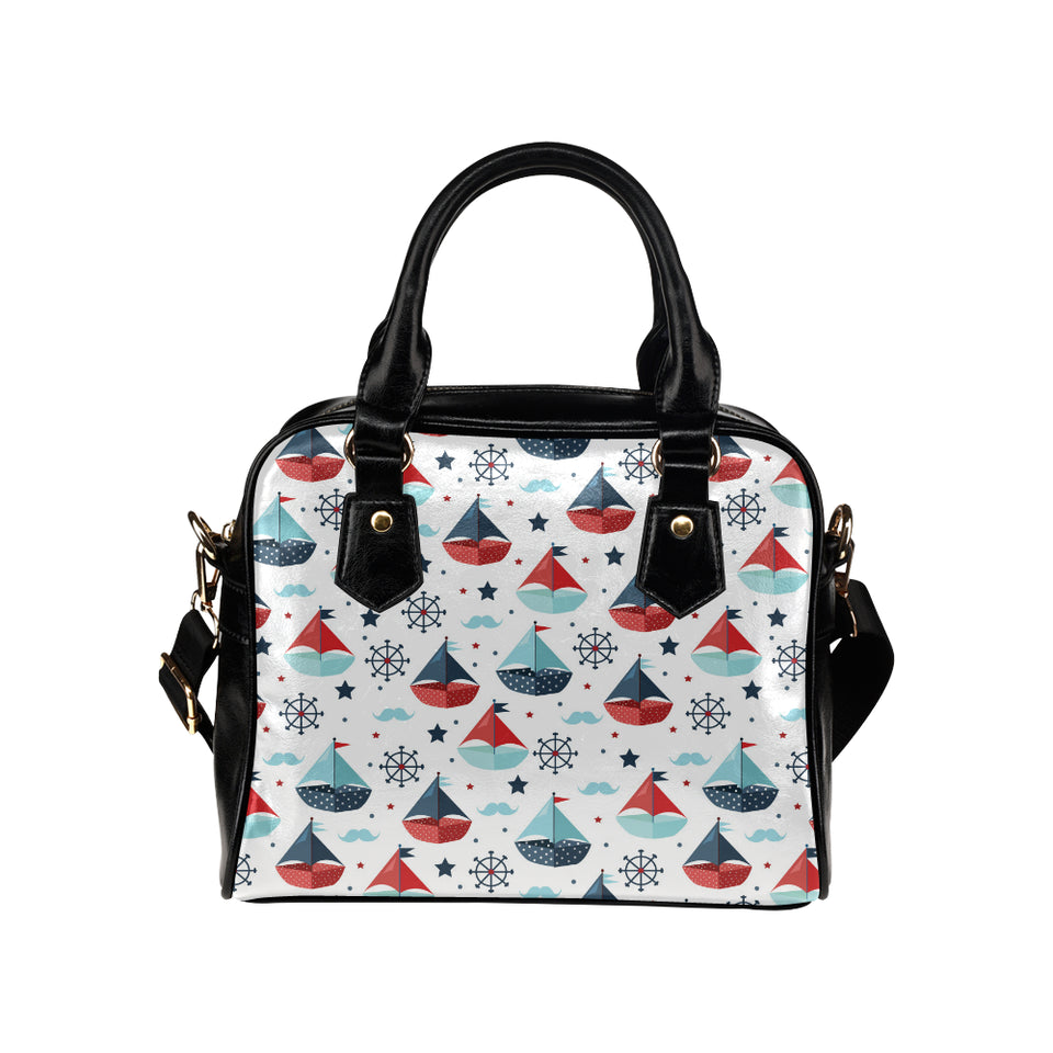Cute color paper sailboat pattern Shoulder Handbag