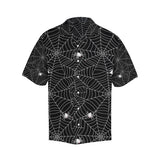 Spider web design pattern Black background white c Men's All Over Print Hawaiian Shirt