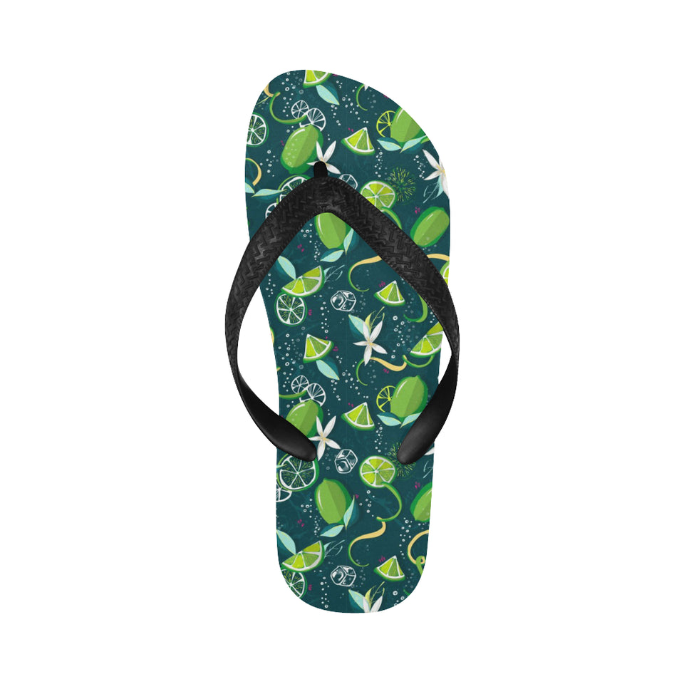 Lime ice flower pattern Unisex Flip Flops