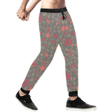 Red gold Sakura cherry blossom gray background Unisex Casual Sweatpants