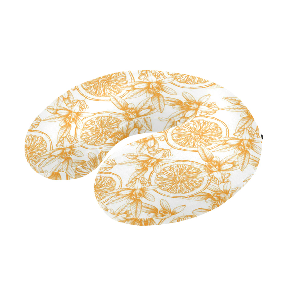 hand drawn orange fruit pattern U-Shaped Travel Neck Pillow