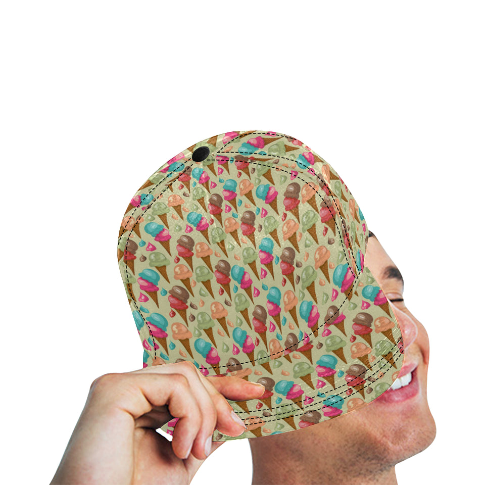 Colorful ice cream pattern All Over Print Snapback Cap