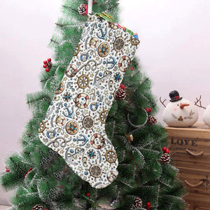 Cute nautical steering wheel anchor pattern Christmas Stocking