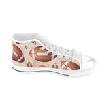 American football ball design pattern Men's High Top Canvas Shoes White