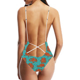 Octopus turquoise background Women's One-Piece Swimsuit
