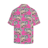 Chameleon lizard pattern pink background Men's All Over Print Hawaiian Shirt