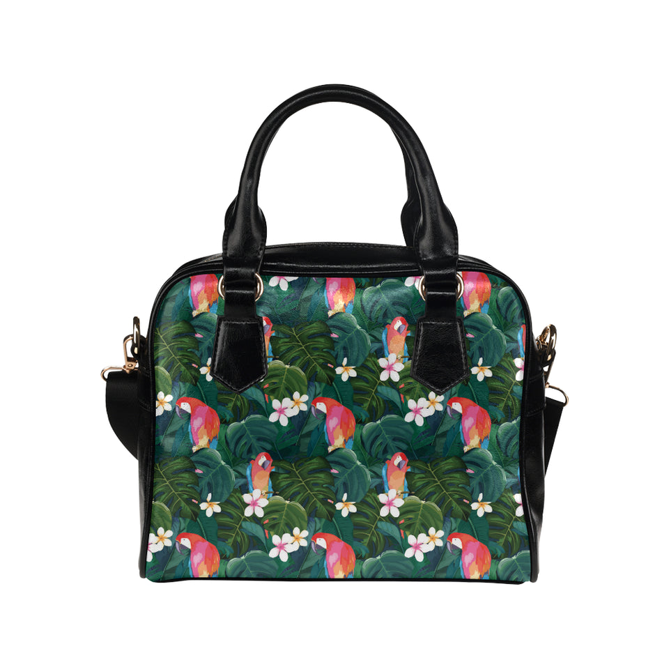 Parrot Palm tree leaves flower hibiscus pattern Shoulder Handbag