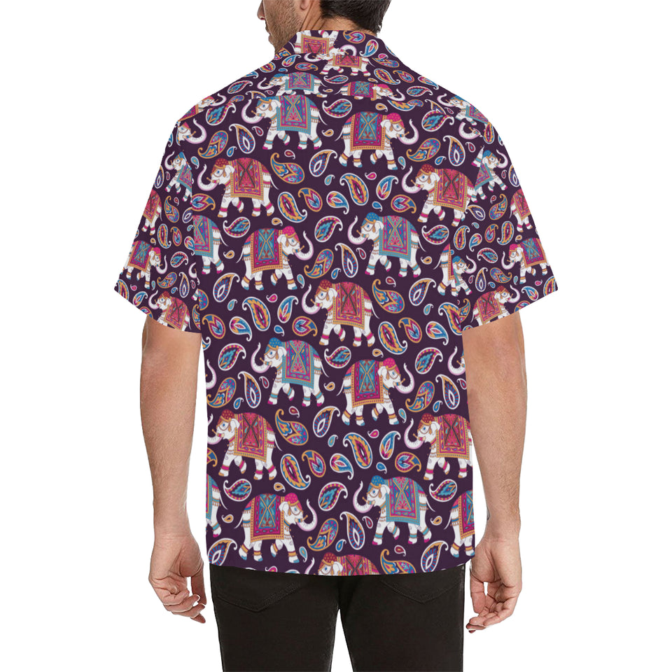 Elephant indian style ornament pattern Men's All Over Print Hawaiian Shirt