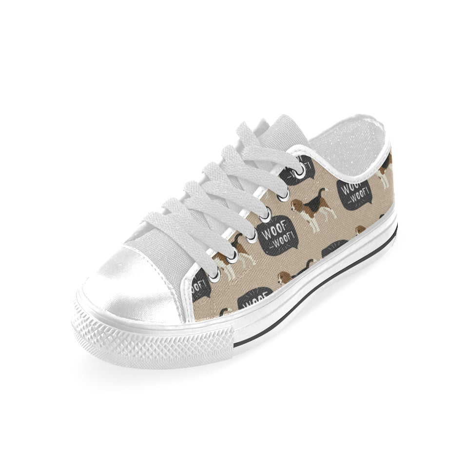 Beagle pattern Men's Low Top Shoes White