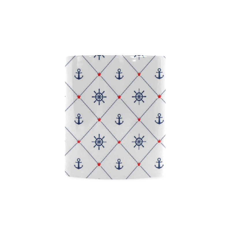 Anchor rudder nautical design pattern Classical White Mug (Fulfilled In US)