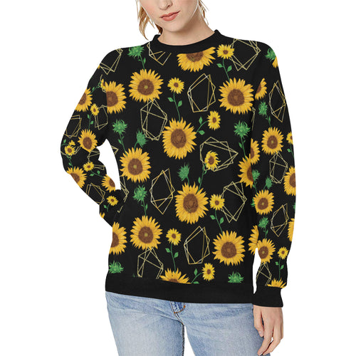 sunflower golden polygonal shapes Women's Crew Neck Sweatshirt