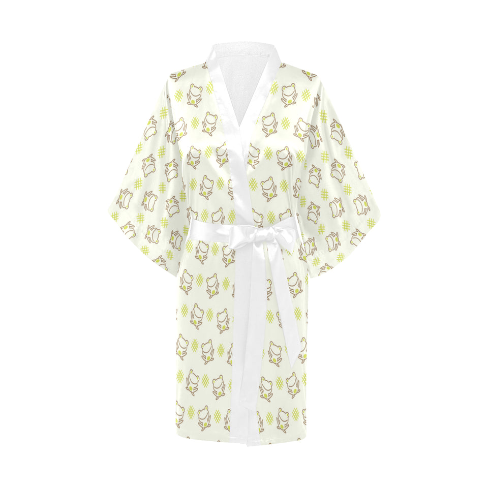 Cute cartoon frog baby pattern Women's Short Kimono Robe