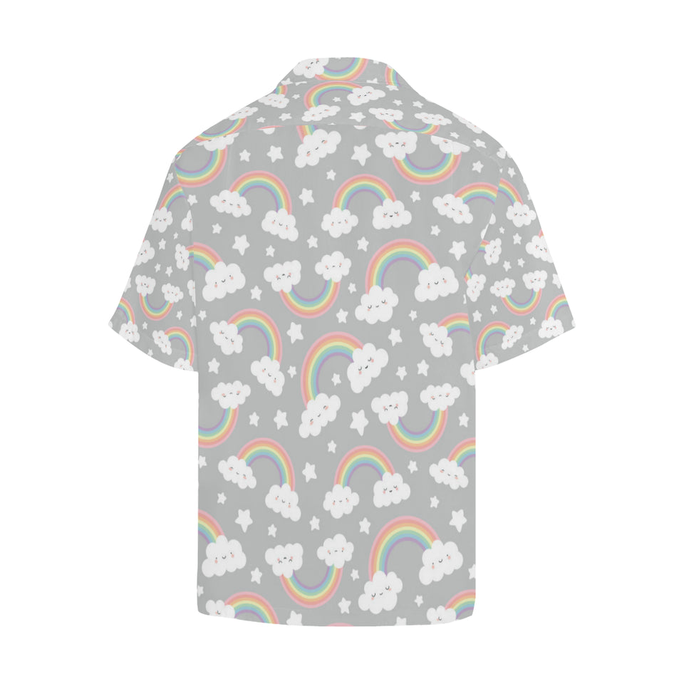 Cute rainbow clound star pattern Men's All Over Print Hawaiian Shirt