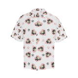 Cute pugs pink heart paw pattern Men's All Over Print Hawaiian Shirt