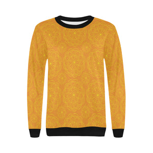 Orange traditional indian element pattern Women's Crew Neck Sweatshirt