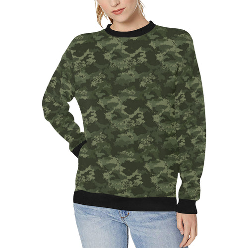 Digital Green camouflage pattern Women's Crew Neck Sweatshirt