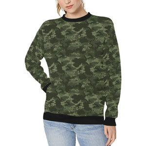 Digital Green camouflage pattern Women's Crew Neck Sweatshirt