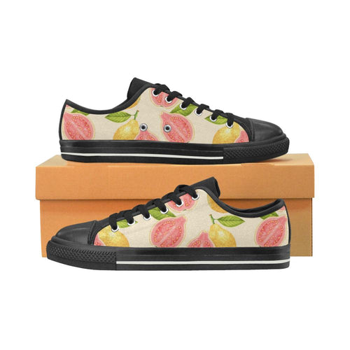 Beautiful guava pattern Kids' Boys' Girls' Low Top Canvas Shoes Black
