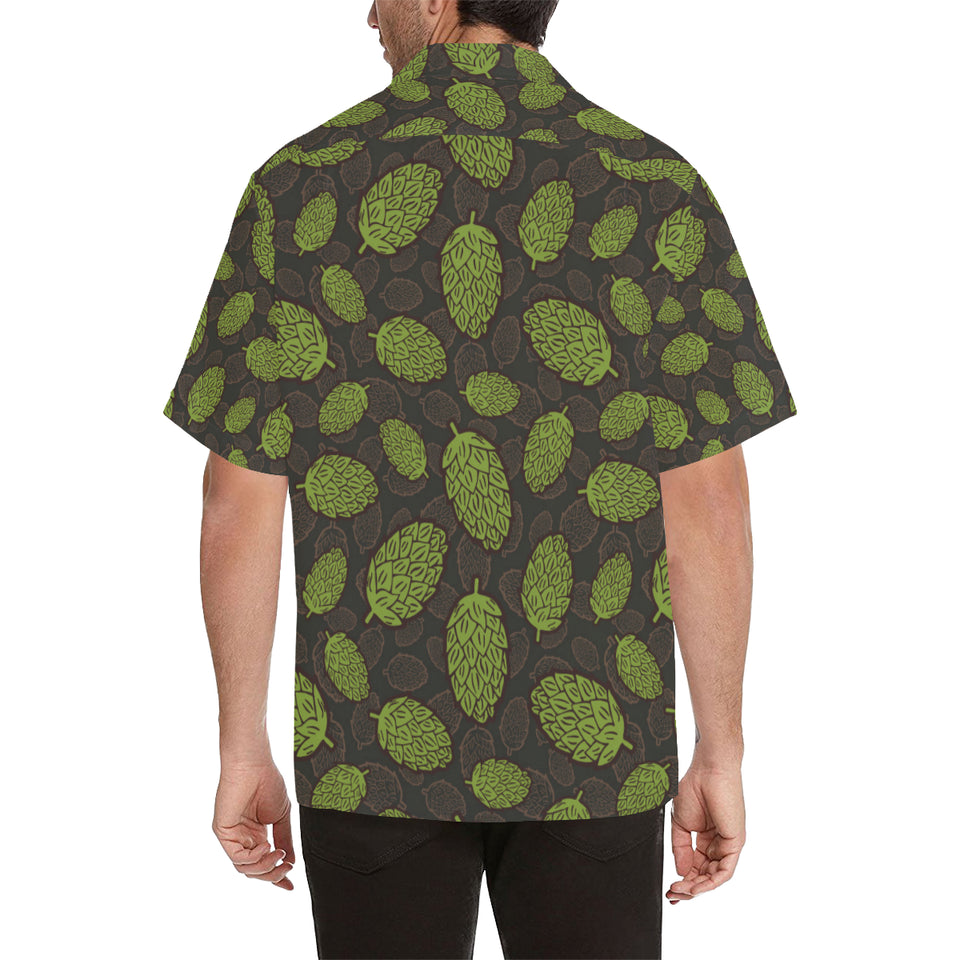 Hop pattern black background Men's All Over Print Hawaiian Shirt