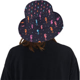 Watercolor colorful seahorse pattern Unisex Bucket Hat