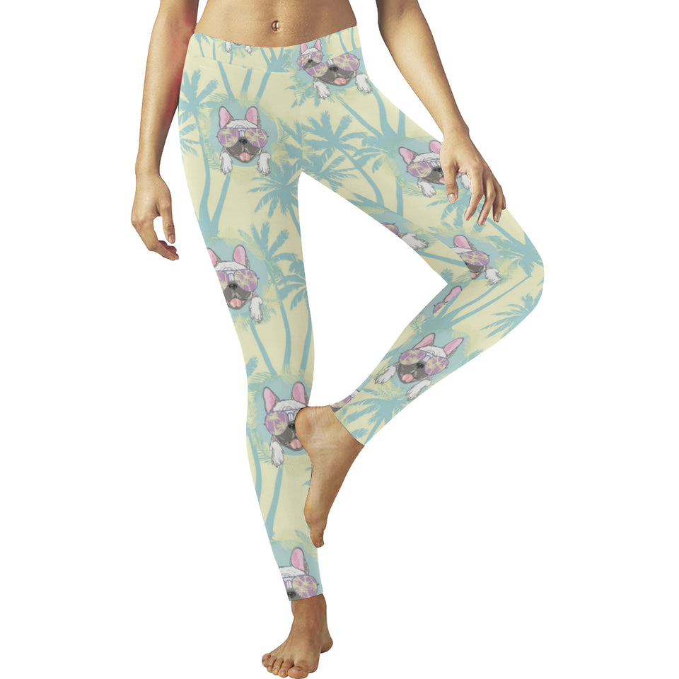 French bulldog hawaii blackground Women's Legging Fulfilled In US
