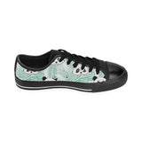 Panda pattern tropical leaves background Men's Low Top Canvas Shoes Black