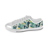 Toucan tropical leaves design pattern Men's Low Top Shoes White
