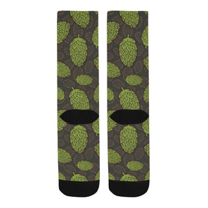 Hop pattern black background Crew Socks