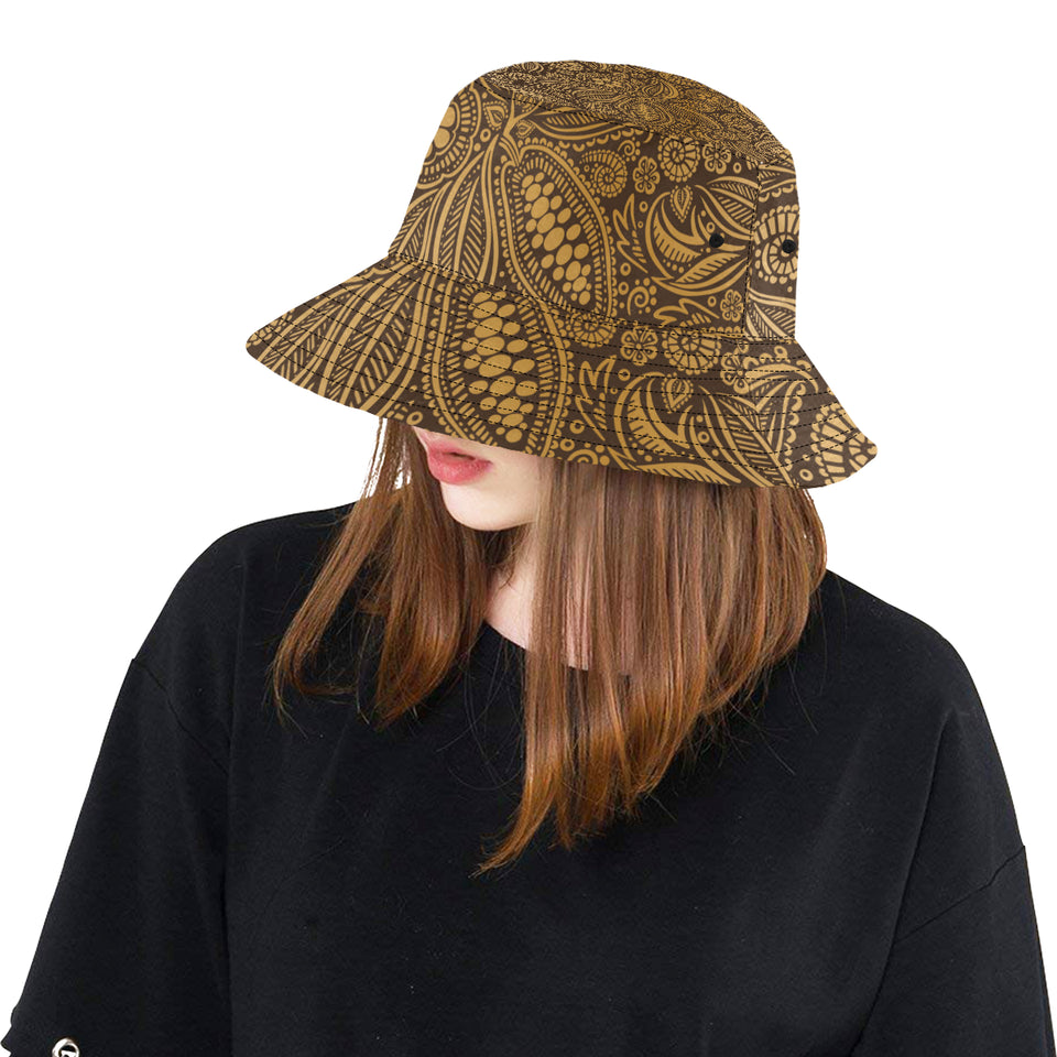 cacao beans tribal polynesian pattern background Unisex Bucket Hat