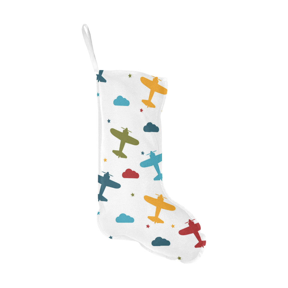 Airplane star cloud colorful Christmas Stocking