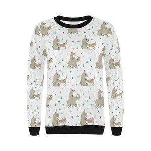 Cute Rhino pattern background Women's Crew Neck Sweatshirt