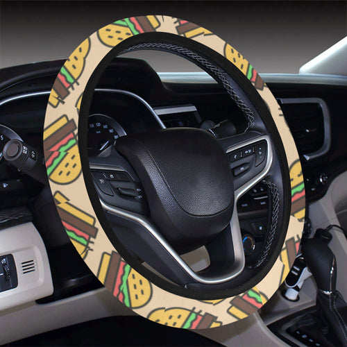 Hamburger Pattern Print Design 01 Car Steering Wheel Cover