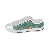 cute brown sea otters ornamental seaweed corals gr Men's Low Top Canvas Shoes White