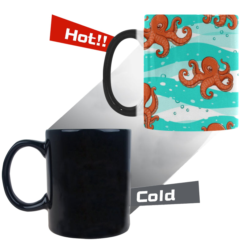 Octopuses sea wave background Morphing Mug Heat Changing Mug