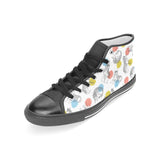 Siberian husky and colorful circle pattern Women's High Top Canvas Shoes Black