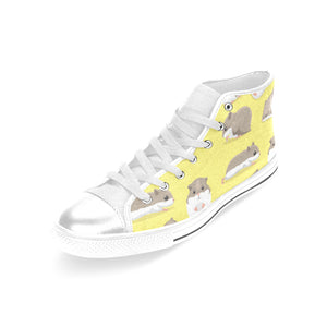 Cute Hamster pattern Women's High Top Canvas Shoes White