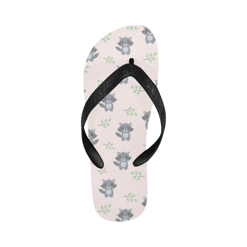 cute raccoons leaves pattern Unisex Flip Flops