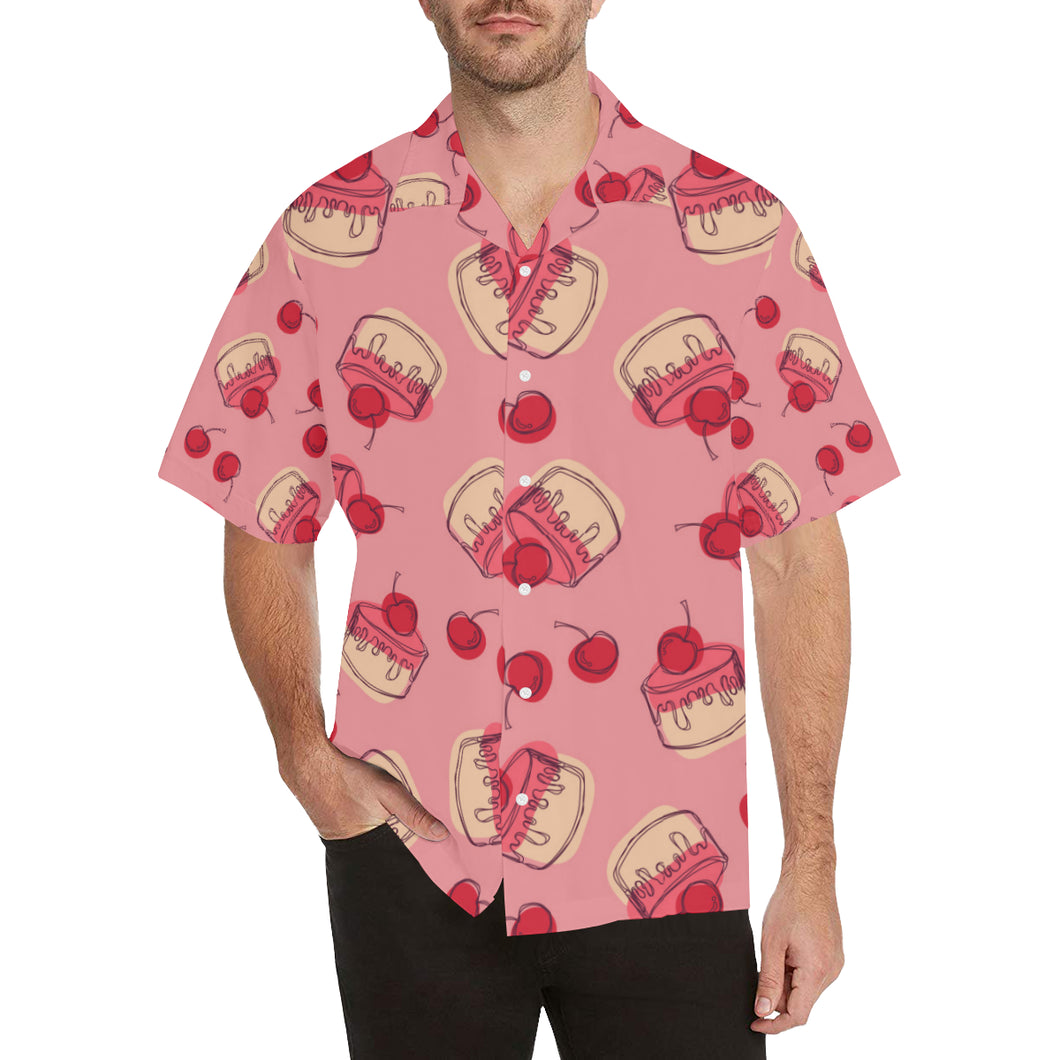 Cake cherry pattern Men's All Over Print Hawaiian Shirt