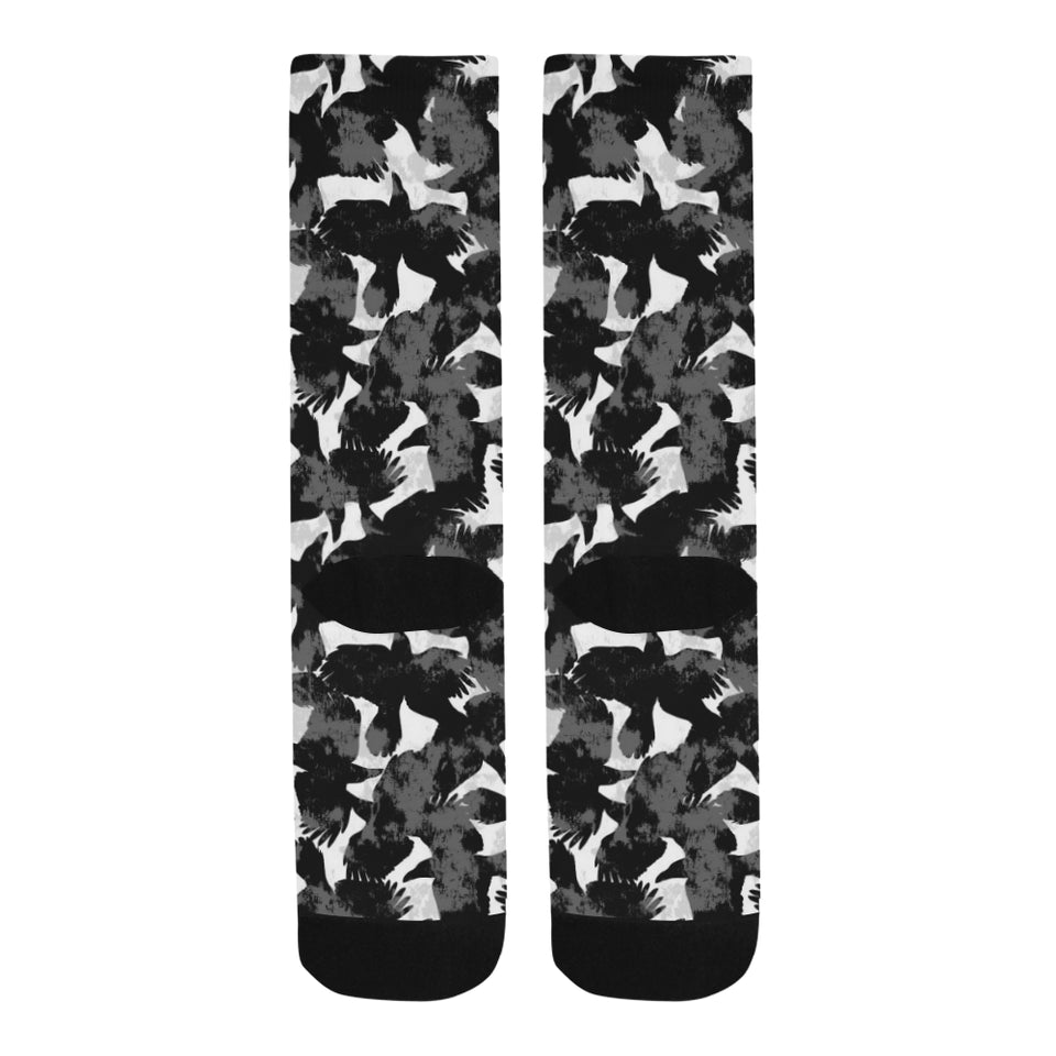 Crow illustration pattern Crew Socks