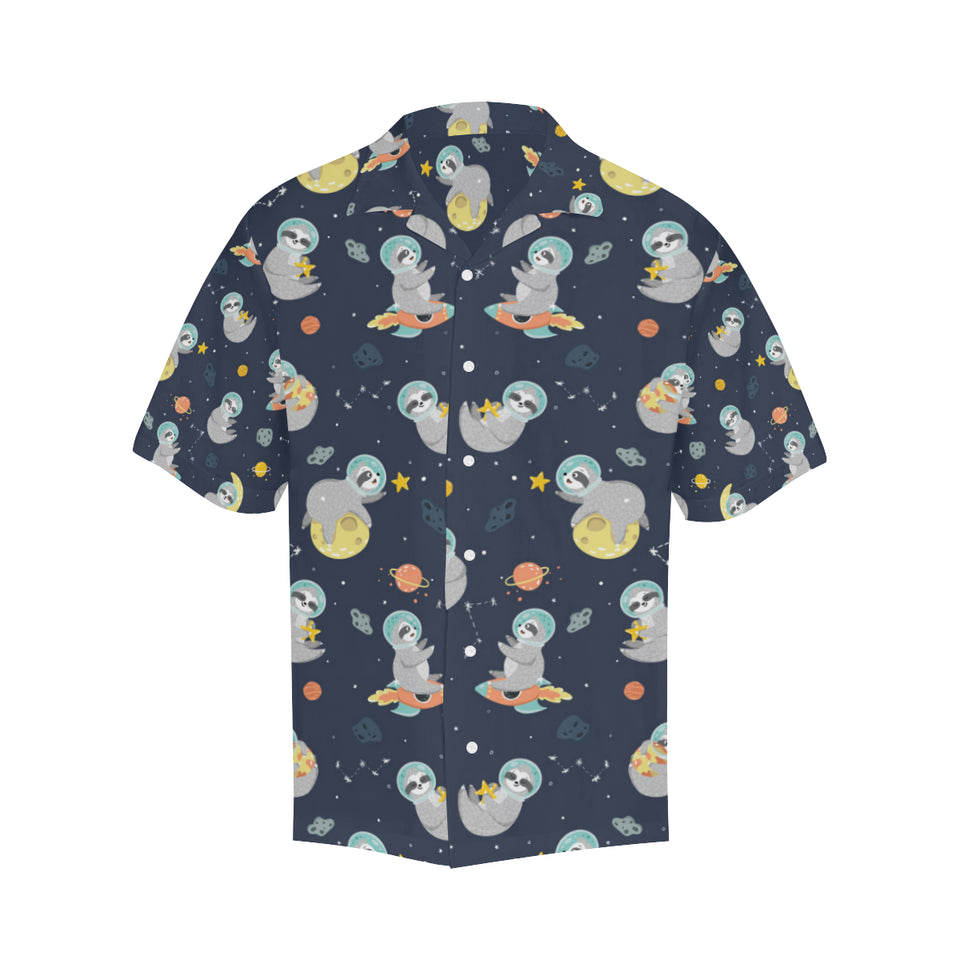 Cute sloth astronaut star planet rocket pattern Men's All Over Print Hawaiian Shirt